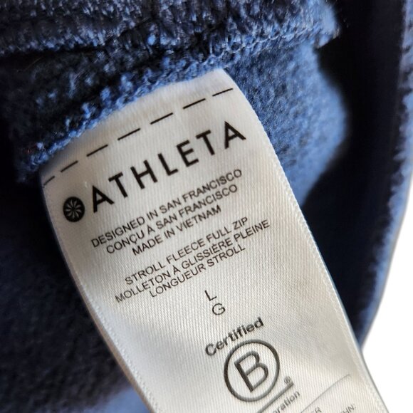 Athleta Jacket Blue Large Women's Stroll Fleece Full Zip Pockets Sweatshirt - Picture 6 of 10